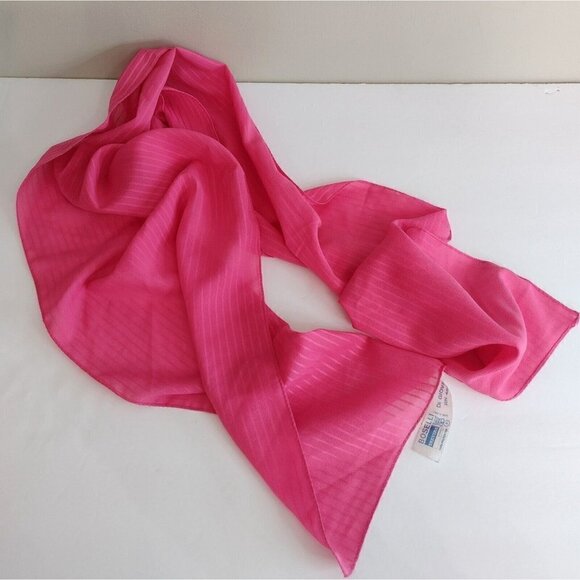 Vintage Boselli Trevira Do Giovanni Bright Pink Scarf Head Wrap Oblong Italy - Picture 1 of 6